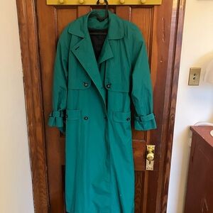 Teal/Emerald Green Double-Breasted Vintage Trench Coat